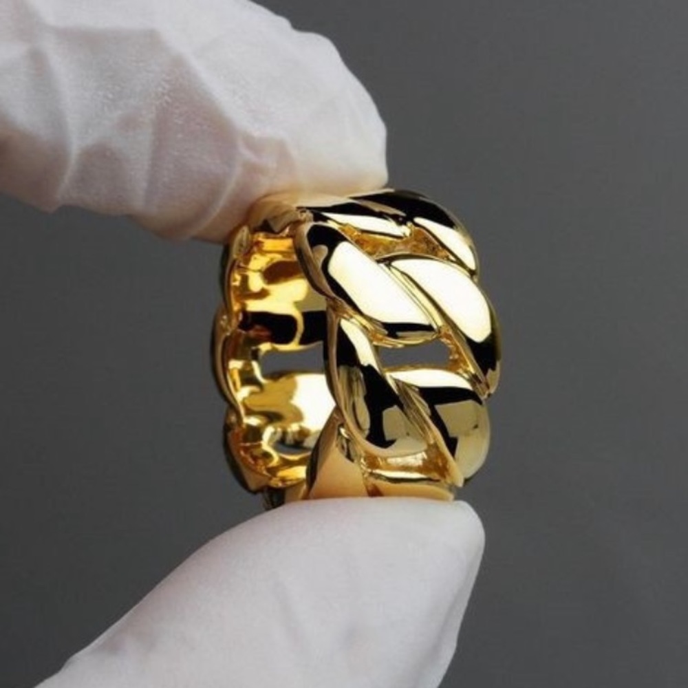 8mm Cuban Men's Ring 18K Yellow Gold